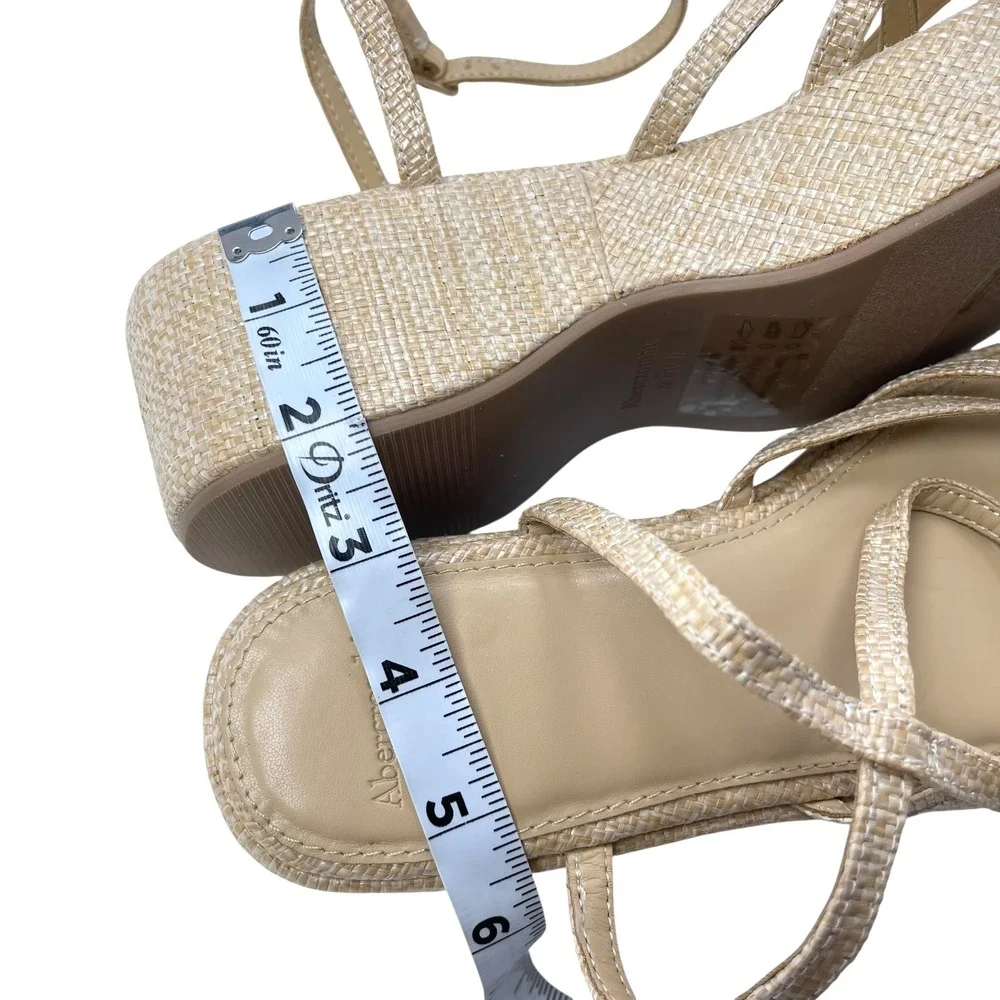 Abercrombie & Fitch Women's Platform Sandal‎ Heels Woven Strappy Sz 8.5 EUC